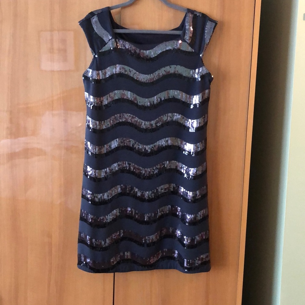 Charcoal cocktail dress.